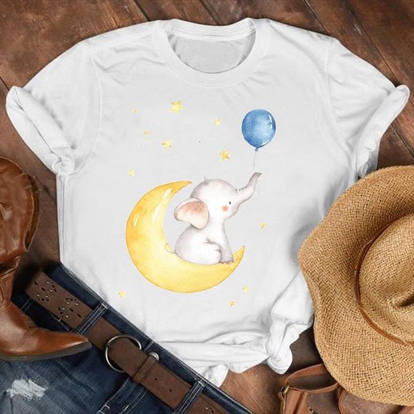 

and women lady moon men t shirt balloon kawaii womens 90s short sleeve cartoon clothes tee female print graphic, White;black