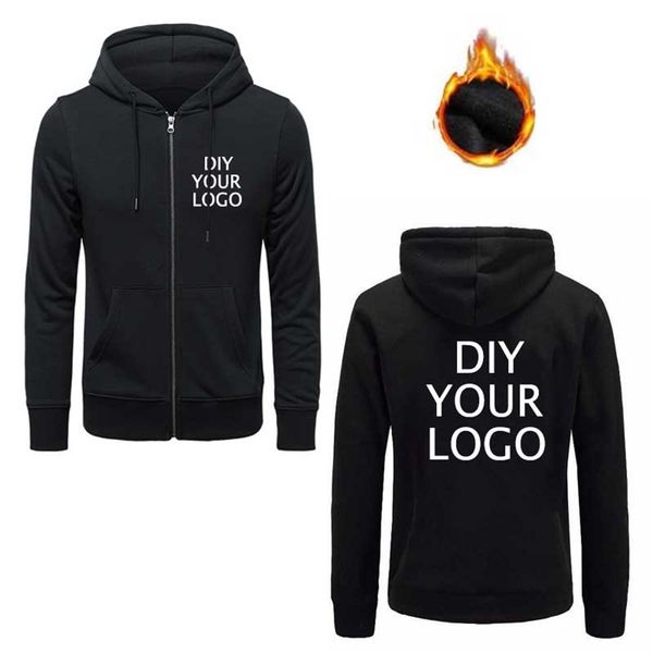 Custom Design Zipper Hoodies Unisex Sportswear Hoodies Atacado DIY Seu Sueter Moletons Quente Pullovers Vestuário 211014