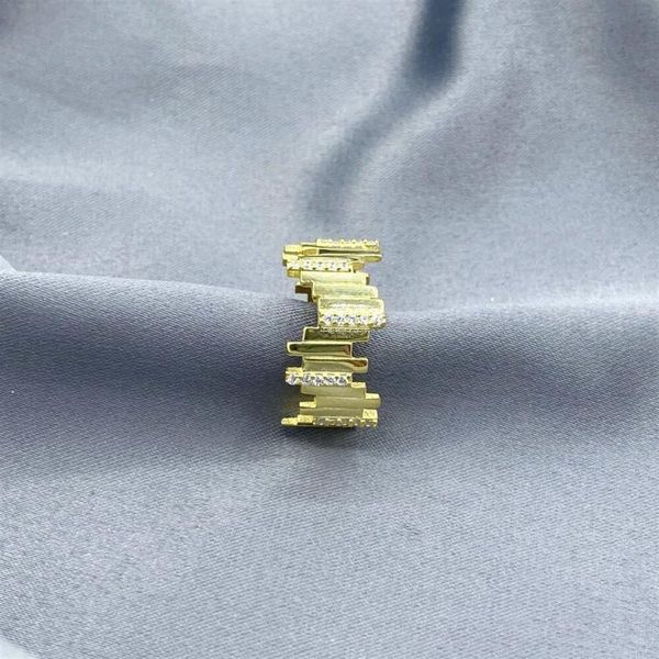 

gold plated zircon stone serrated ring cluster rings, Golden;silver