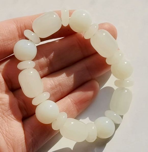 

12 pcs white glass beads bracelet cool jewelry, Black