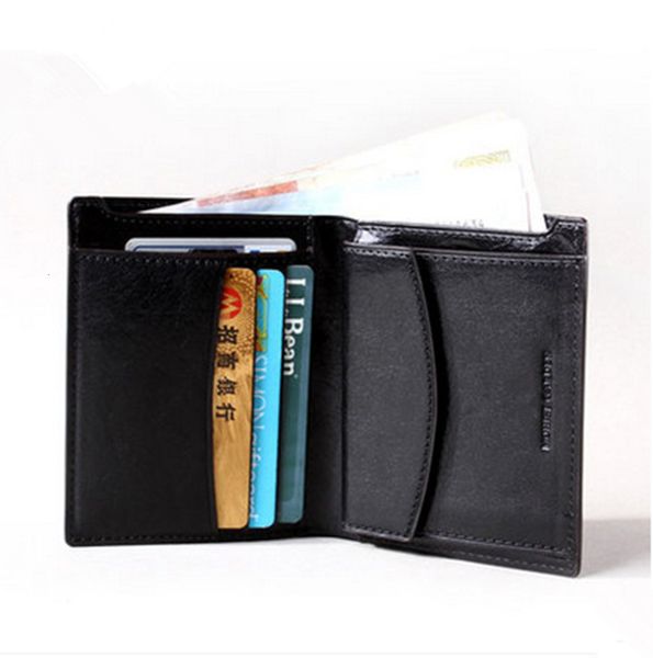 

the wallet men's leather business short horizontal wallet korean version, Black