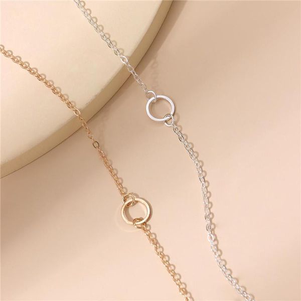 

simple gold silver color necklace round circle pendant necklace for women fashion clavicle chain statement, Golden;silver
