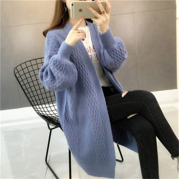 

luxury women's ets medium knitted cardigan women wear a korean loose long sleeved sweater coat in autumn and winter 2021, Black;brown
