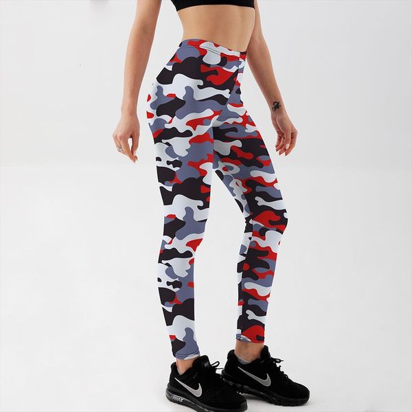 

workout mixed colored womens leggings camouflage printed fitness slim casual ankle length pant s 4xl, Black