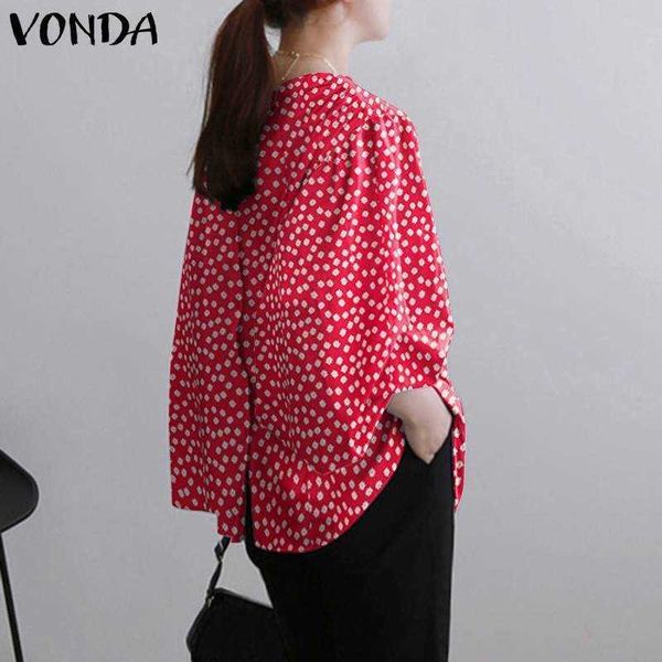 

women's blouses & shirts blouses women'blouse printed polka dot lantern sleeve vonda bohemian tunic plus size blusas 8i02, White