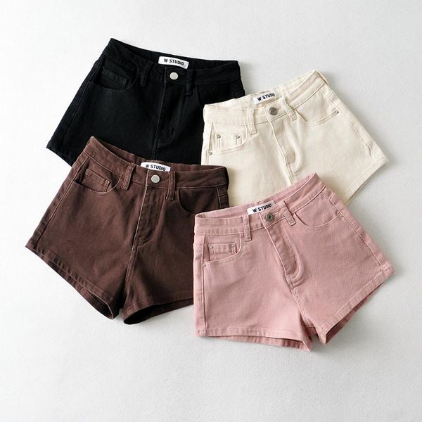

women's shorts summer denim women cotton short jean casual korean style fashion womens streetwear black white pink, White;black