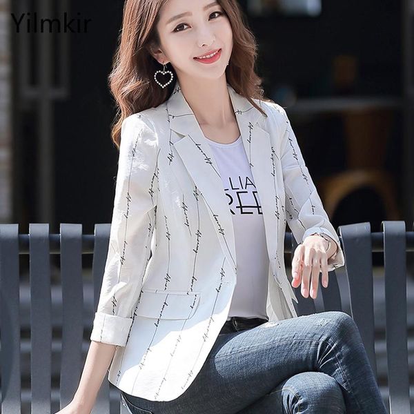 

women's suits & blazers fashion classic women ladies suit striped printed coat casual simple slim lady single button long sleeve cloth, White;black
