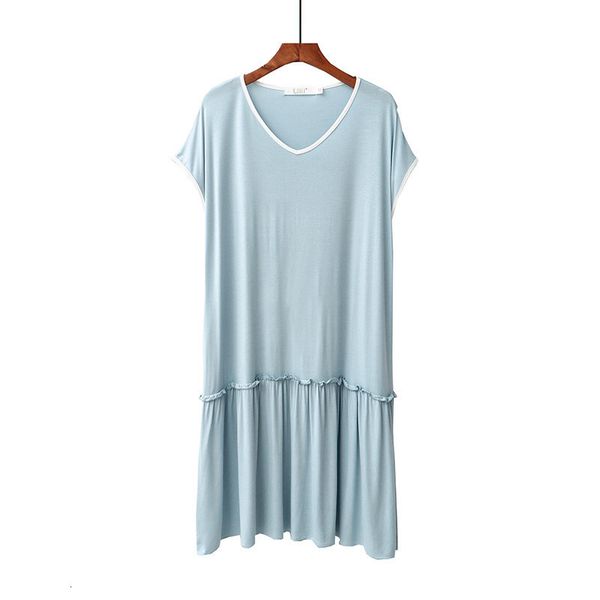 

women's sleepwear summer night women short sleeve modal v neck loose homewear nightgowns female sweet ruffle nightshirt ul7j, Black;red