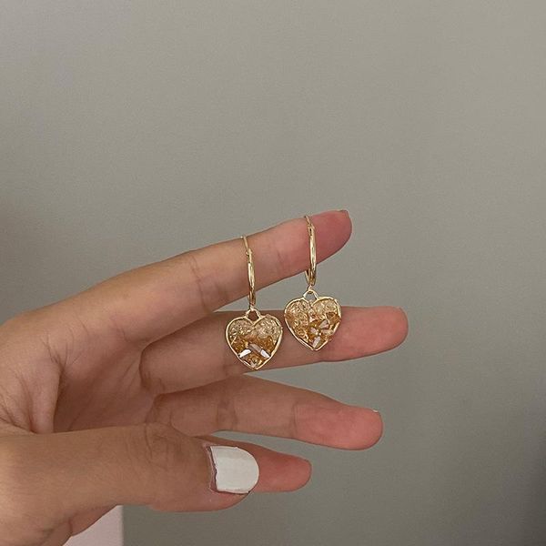 

dangle & chandelier 925 sterling silver korean champagne gradient crystal iove earrings girl peach heart wild high-end jewelry