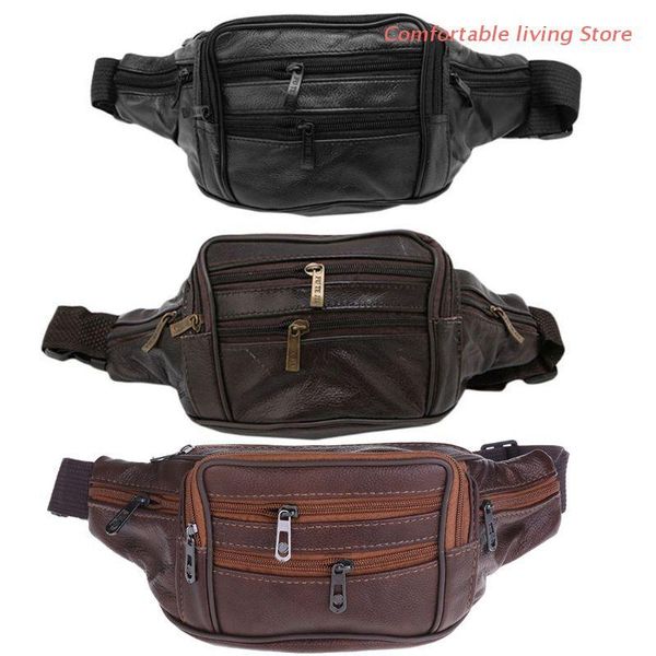

men's vintage leather messenger bag waist pack pouch outdoor hiking motorcycle bags