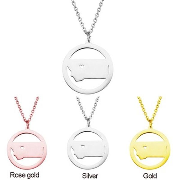 

pendant necklaces 2021 products selling european and american jewelry 304 stainless steel montana state map necklace, Silver