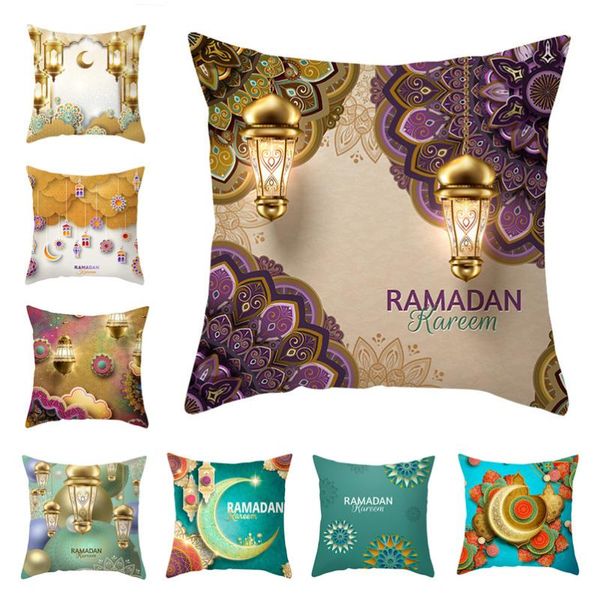 

cushion/decorative pillow 45cm eid mubarak cushion cover golden ramadan pattern home decorative pillowcase islamic muslim party favors suppl
