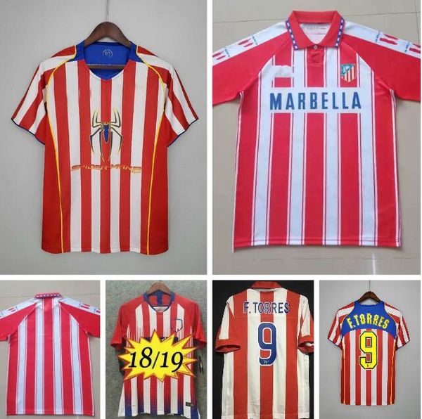 

1994 1995 2003 2004 2005 retro atletico madrid soccer jerseys home away 13 14 15 18 19 simeone caminero #9 f.torres gabi vintage classic foo, Black;yellow