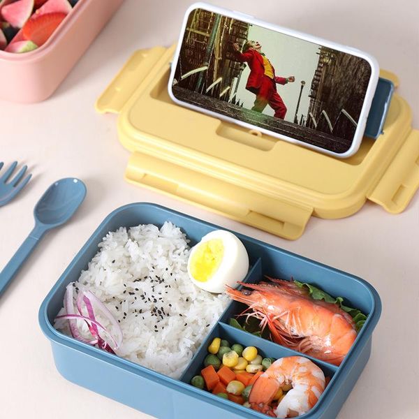 

dinnerware sets bento box japanese style kids student container wheat straw material leak-proof square lunch with compartment
