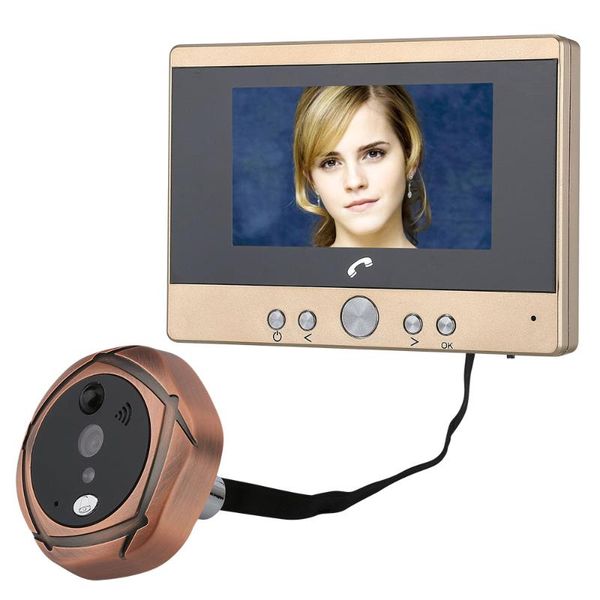 

4.3" tft screen digital intercom peephole door viewer camera pir motion detection doorbell 160 degree wide angle ir night doorbells