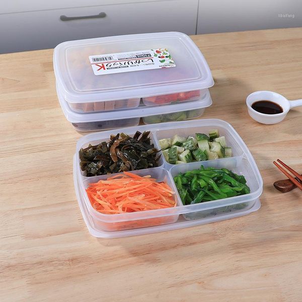 

storage bottles & jars kitchen food containers with lids er keep fresh plastic box leakproof clear four-compartment organizer