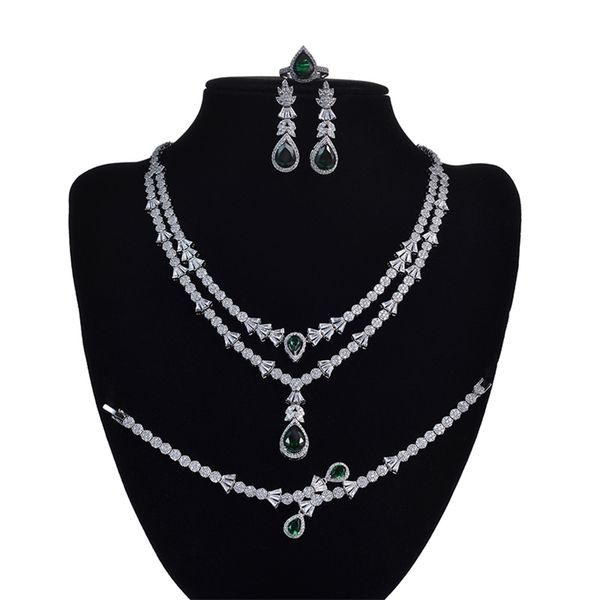

jewelry set hadiyana fashion gorgeous necklace earrings ring bracelet for women party gift wedding cny0055 femme 211015, Black