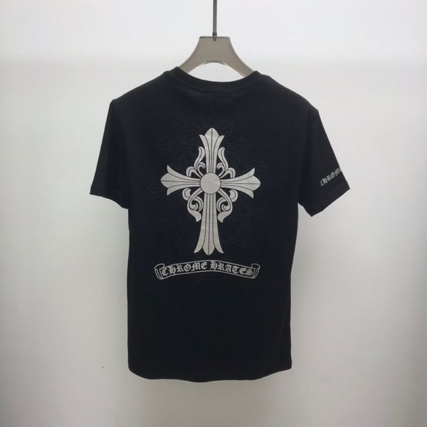 

summer ch cro short sleeve men's t-shirt cross sanskrit print trendy men's and women's, White