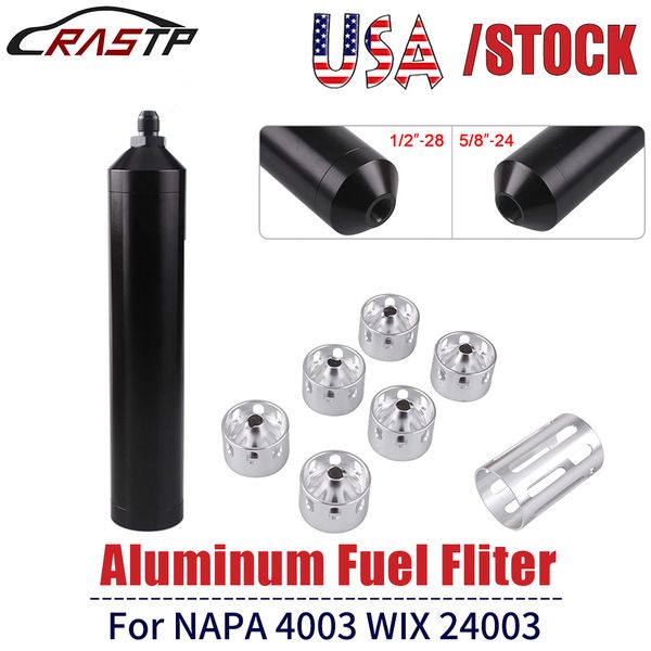 

8.46 inch od 1.73" 5/8x24 or 1/2x 28 aluminum car fuel filter for napa 4003 wix 24003 automobile solvent trap holes bowl ofi050