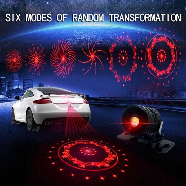 

red led car laser fog lamp tail brake light driving parking warning safety light