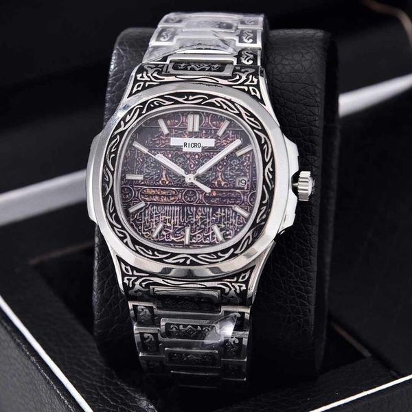 

automatic, sportsstyle, men's watch, stainless steel, sapphire glass, carved totem, butterfly button, luxe, retail and whale, Slivery;brown