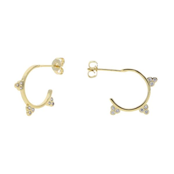 

hoop & huggie 2021 arrival fashion small round earring geometric cubic zircon white clear cz jewelry wedding bijoux brincos, Golden;silver