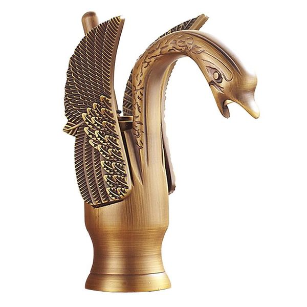 

bathroom sink faucets luxury antique brass swan shape faucet animal single handle hole basin mixer tap tl115