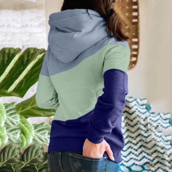 

women's hoodies & sweatshirts 2021 casual patchwork hoodie sweatshirt women autumn vintage pocket pullovers lady streetwear hooded gir, Black