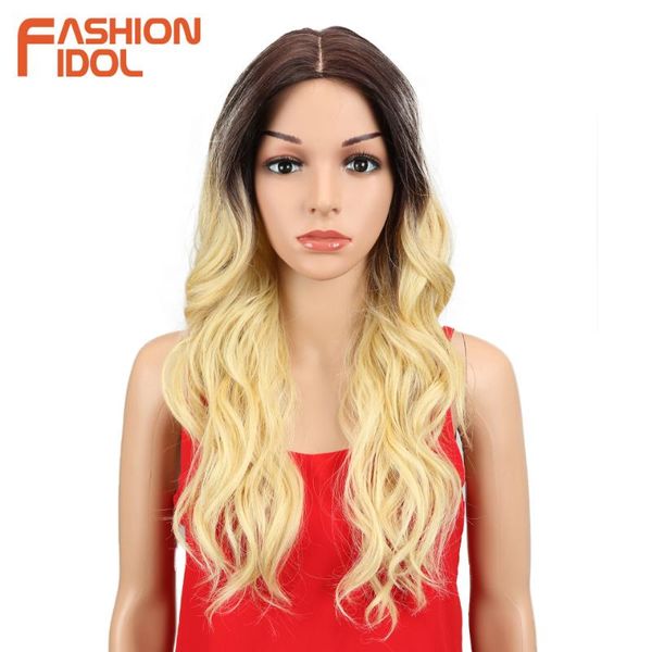 

synthetic wigs fashion idol deep wave lace wig 24 inch heat resistant ombre grey blonde wavy party daily cosplay for women, Black
