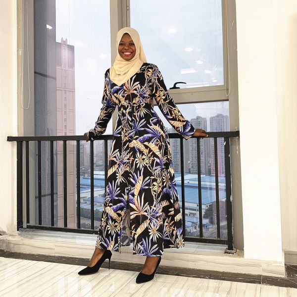 

muslim flower print dresses for women dubai abaya turkey arabic hijab dress kaftan moroccan islamic clothing vestidos largos, Red