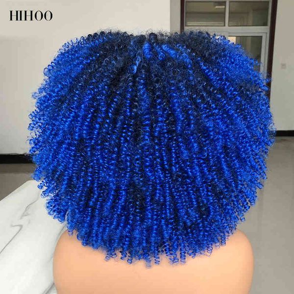 Peruca sintética de cabelo Cosplay Curto Afro Kinky peruca encaracolado com franja para mulheres negras cosplay lolita cabelo natural ombre misturado marrom sintético perucas africanas sintéticas 220225