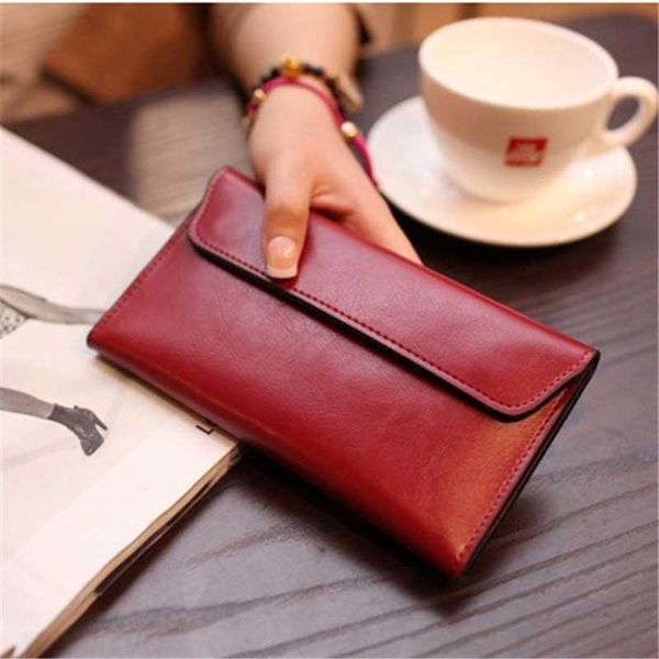 

wallets genuine leather wallet women long cowhide phone purse pocket card holder money bag ladies clutch w077, Red;black