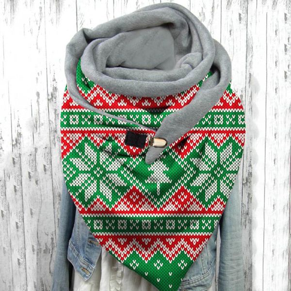 

scarves women casual warm shawls christmas printing button soft wrap scarf fashion multi-purpose shawl, Blue;gray