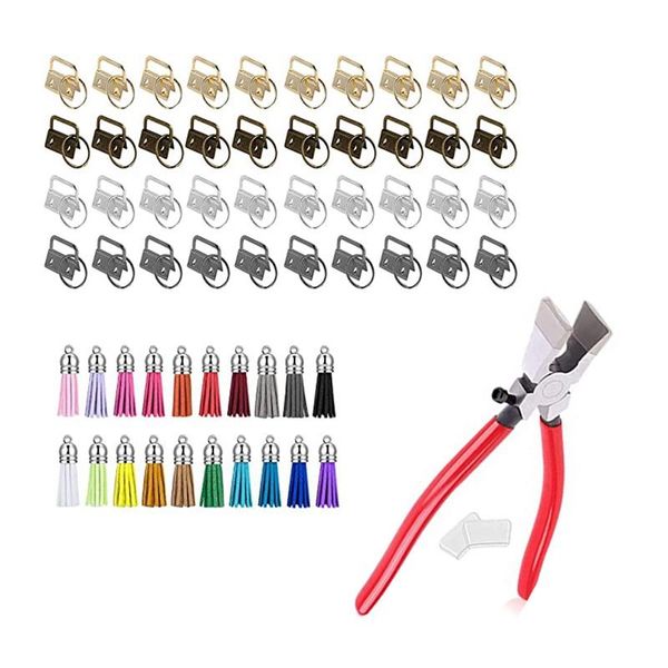 Gancho Rails 40 PCs 2,5cm Chave FOB Keychain Hardware com Ferramenta de alicates Conjunto para o cordão de pinça de pulseira Fazendo