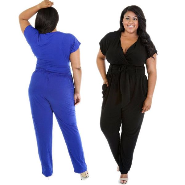 

women's jumpsuits & rompers long bandage jumpsuit women fashion solid black blue short sleeve casual bodycon ladies overalls female bod, Black;white