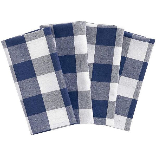

table napkin 4 pcs cotton placemat for everyday placement, farmhouse decoration, family dinner, barbecue and festive,navy cream