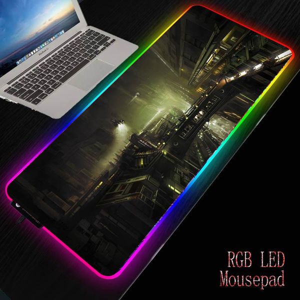 

mouse pads & wrist rests mrg bridge fantasy landscape gaming computer mousepad rgb large pad big mause pc desk play mat with led backlit