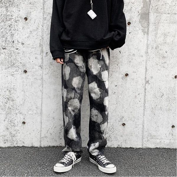 

men's jeans fashion brand straight tube loose trend wide leg casual pants, Blue