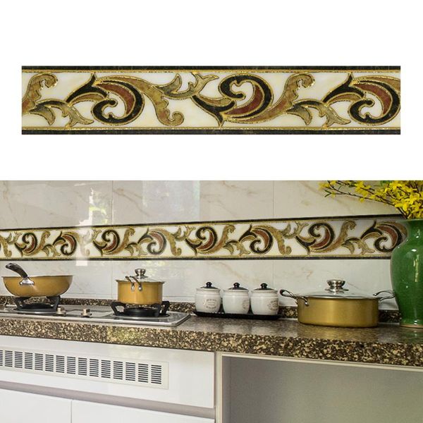 

wallpapers european wallpaper border sticker gold-plated simulation tiles waist line wall waterproof self adhesive pvc bo