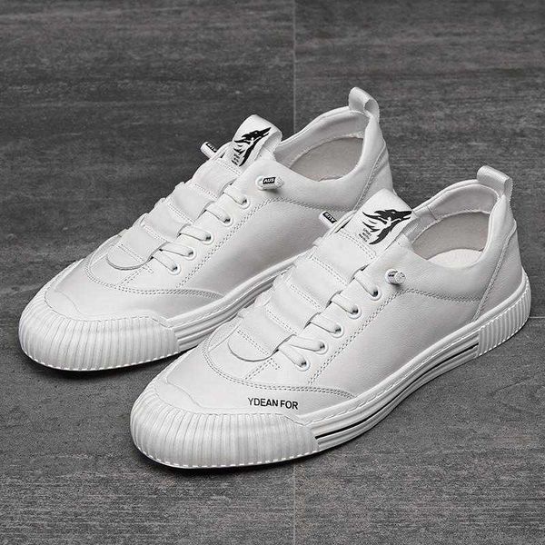 

men's sho 2021 summer leather board trend versatile casual men's thin breathable small white