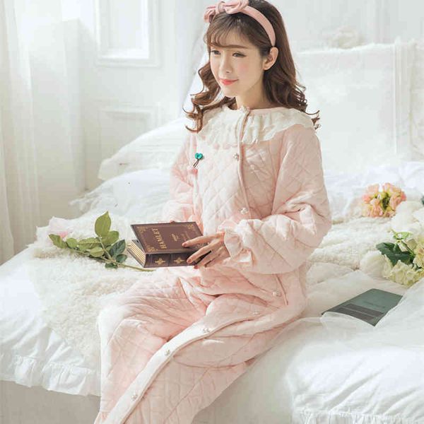 

women's sleepwear winter onesies pyjamas cotton wear princess long 2 color home gown high-quality 053j, Black;red