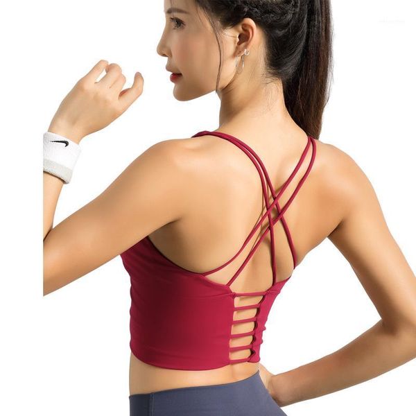 

yoga outfit 3 colors slap back sports bra for women fitness shockproof huddle underwear unrimmed vest running outside wear mujer