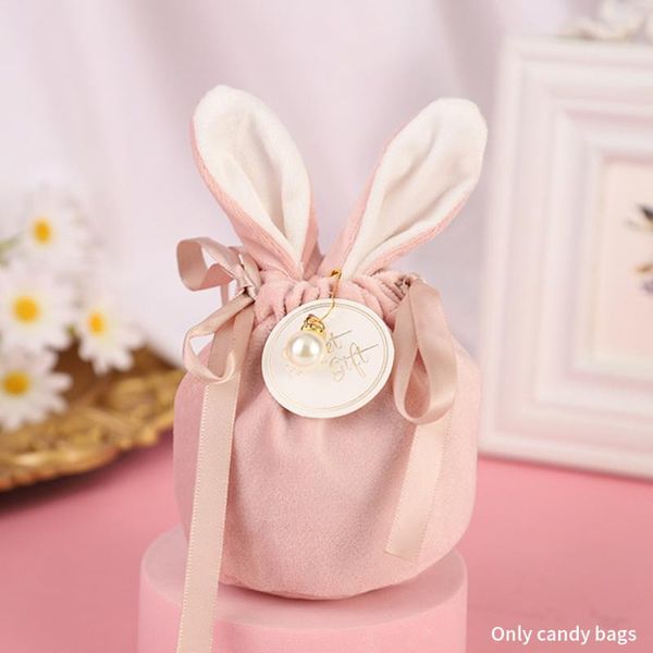 

2pcs easter decoration biscuit velvet candy bag cartoon cookie packaging ear soft accessories baking party wedding gift wrap
