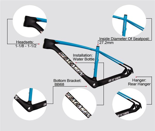 

bike frames 2021 deacasen de4600 carbon frame chinese mtb 27.5 mountain bb68 fiber