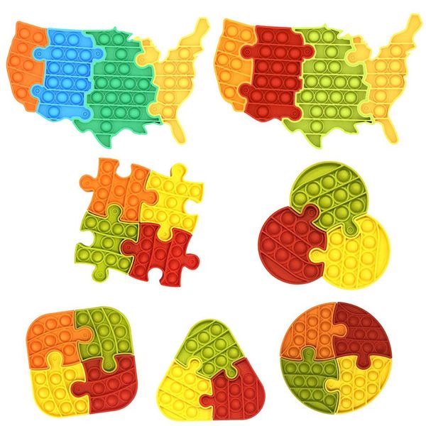 

rainbow puzzle pop decompression fidget toy sensory push bubble autism special needs anxiety stress reliever for office workers and kids