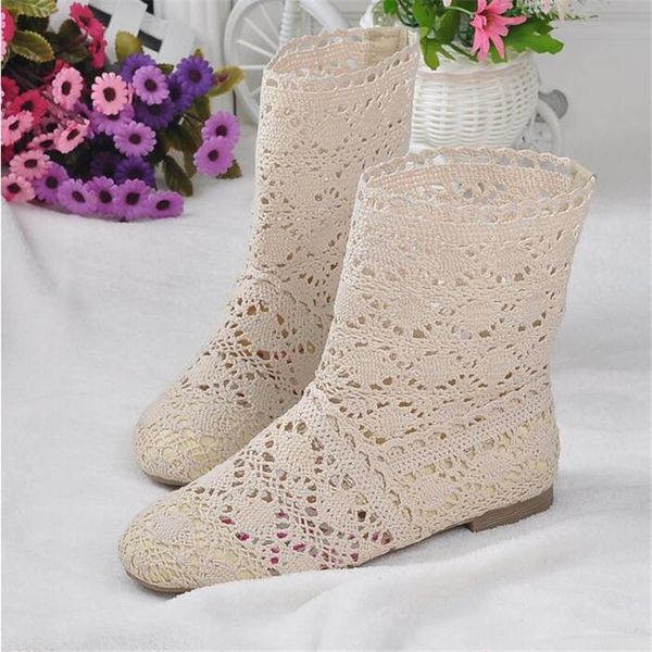 

boots 2021 summer shoes breathable mesh women flat heel ankle botas womens fashion cut-outs brand 34-41, Black