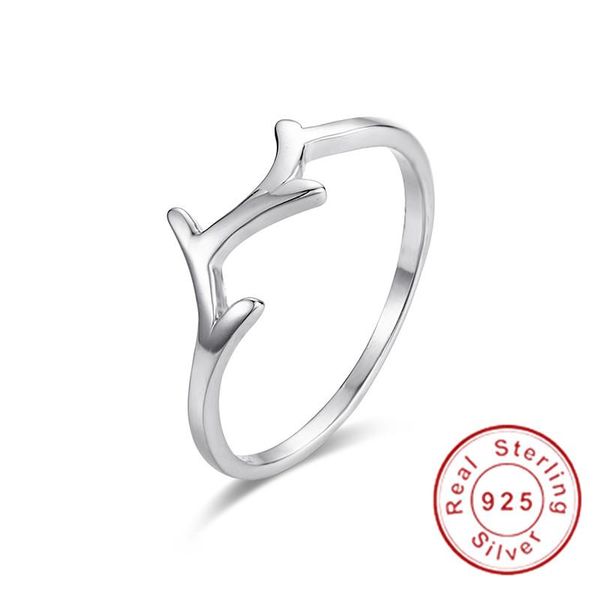 

cluster rings simple 100% 925 sterling silver antlers ring midi knuckle for women wedding valentine gift bague argent femme girl, Golden;silver