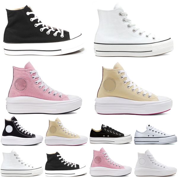 

2021 womens running canvas shoes platform clean high low heel black sneakers women trainers casual fashion size eur 35-40