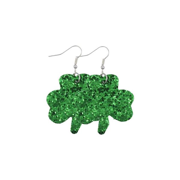 

dangle & chandelier women fashion trend st. patrick's day personality leather pattern drop earrings jewelry gift, Silver