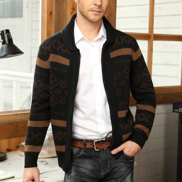

sweaters men's shawl collar sweater cardigan fashion soft warm jumpers autumn winter long sleeve zip-up knitted coat knitwear male, White;black